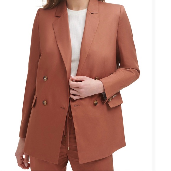 DKNY Women's Rust Double-Breasted Blazer - Picture 1 of 5